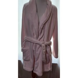 Victoria's Secret Women's Size M/L Embroidered Logo Plush Pink Short Bath Robe